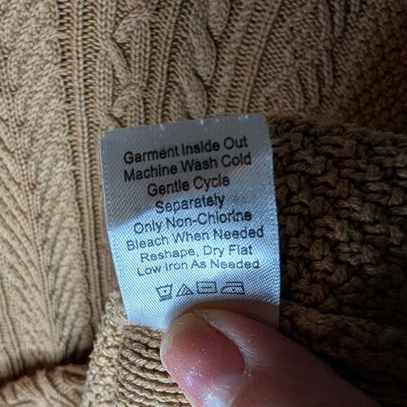 Coldwater Creek Women L Camel Cable Knit Sweater Old Money Preppy Sophisticated - Picture 6 of 8